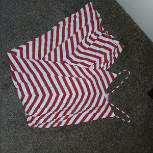 Red and white long dress